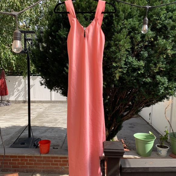 XS Vintage pink silky gown dress with embezzlement in front - Picture 1 of 5